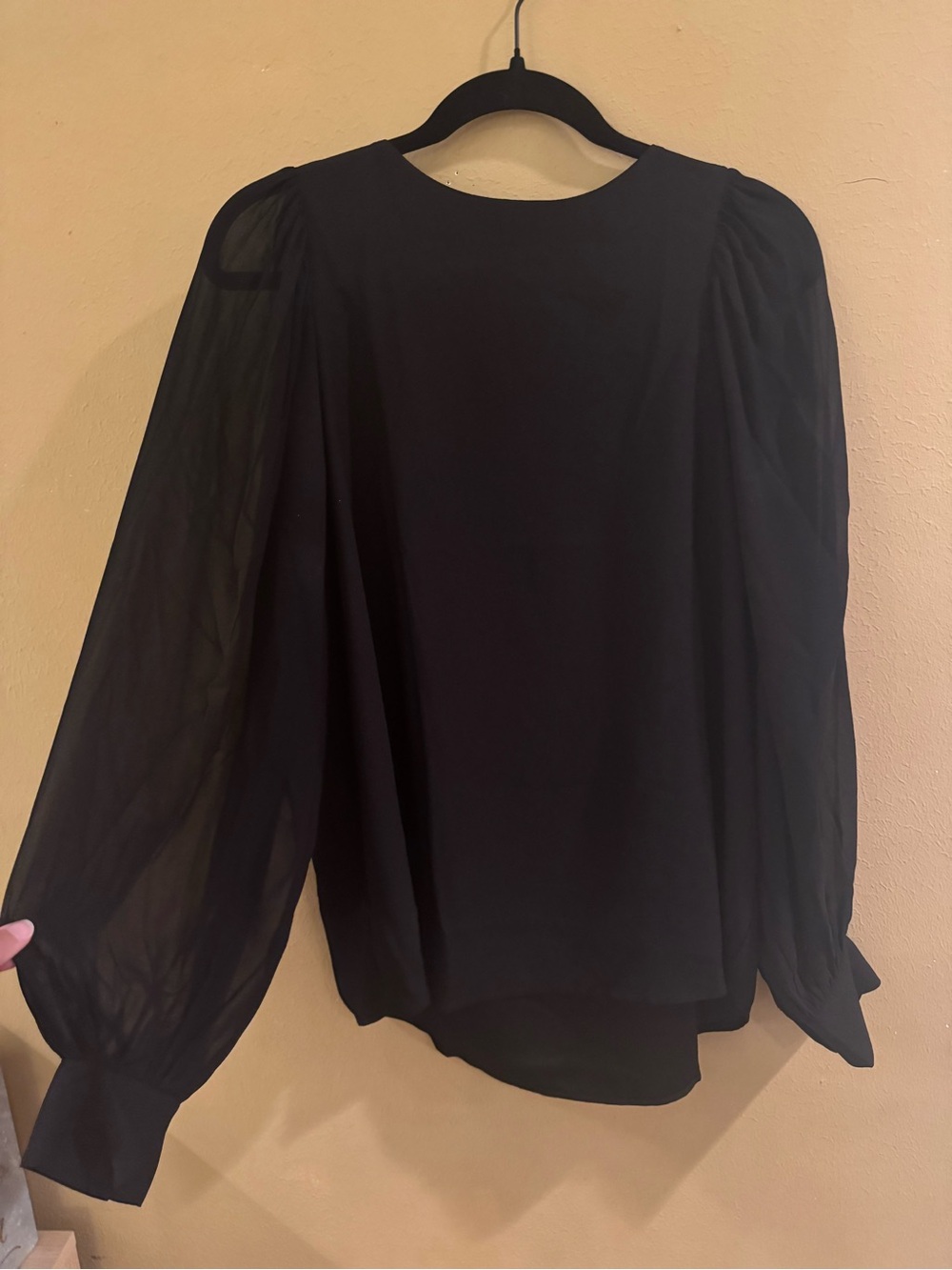 Black Puff Sleeve Long Sleeve Top